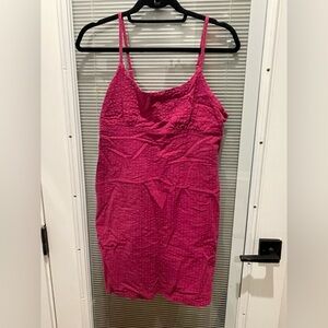 Pink Textured Sleeveless Dress
